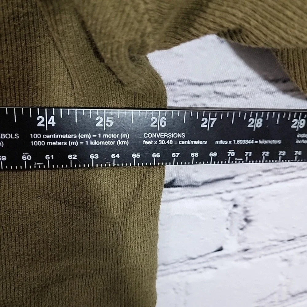 Baileys Point Top Mens XL Army Green Ribbed Crew Neck Pullover‎ 100% Cotton Vtg